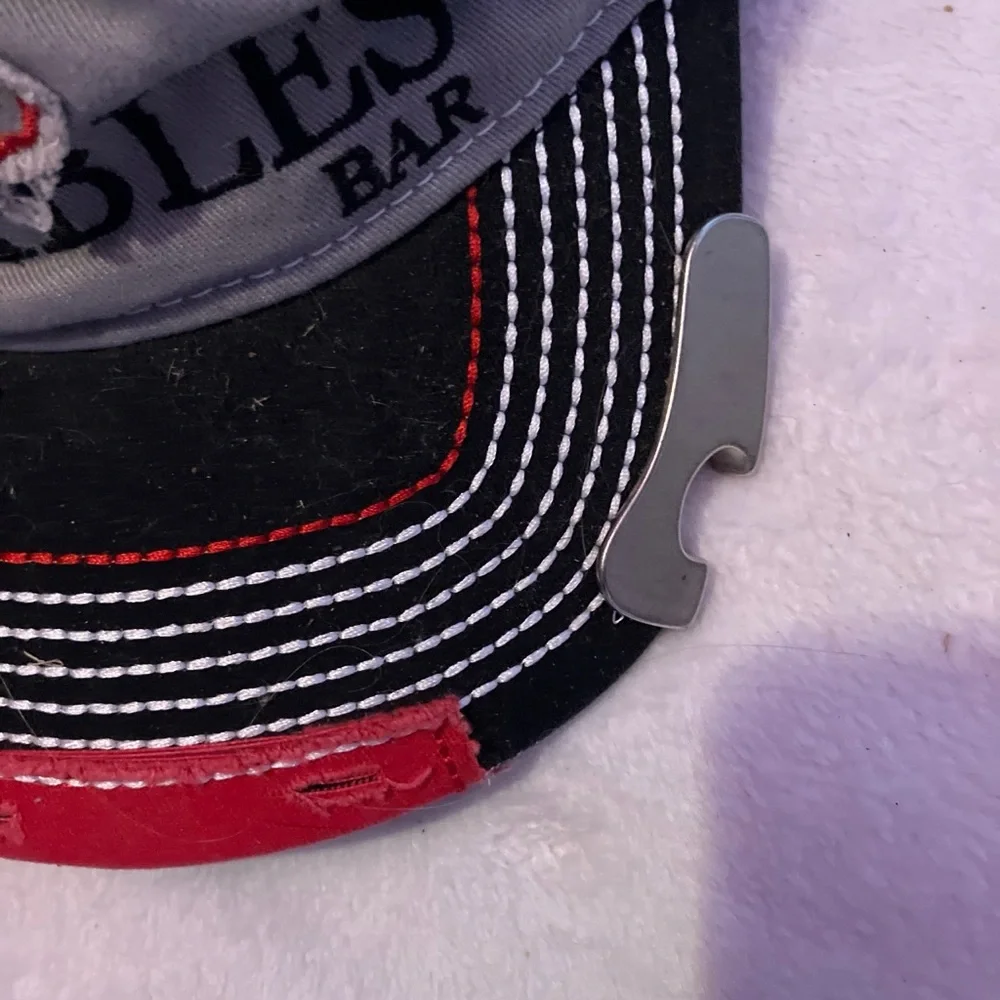 The Stables Bar Embroidered Distressed Cap - Gray/Black/Red